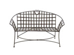 Banc de Jardin en Fer Plein Marron Vieilli à Motif Quadrillé 130x57x83cm