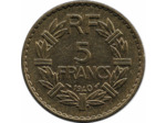 FRANCE 5 FRANCS LAVRILLIER Bronze-Alu 1940 TTB+