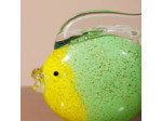 Statuette poisson rond verre coloré 16x19x7cm