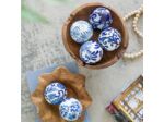 Ensemble 6 boules blanches bleues céramiques 10cm