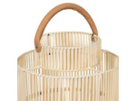 Lanterne d'extérieur Pasil osier blanc cuir de vache 40x75cm
