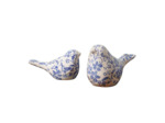 Ensemble 2 oiseaux Bucolique grès 11x21x9cm