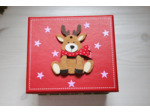 Boite rouge décorée à la main (sans la boule de Noël) pour offrir une jolie boule de Noël personnalisée coffret cadeau de noël petit renne