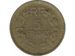 FRANCE 5 FRANCS LAVRILLIER CUPRO ALU 1946 TTB