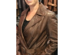 AMC100193 Veste femme cuir marron, noir