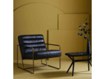 Fauteuil cuir noir Maranello 71x66x83cm