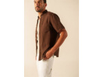Chemise à manches courtes Clément en popeline de lin