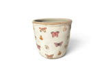 Pot de fleurs d'intérieur beige papillons 11x10cm
