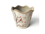 Pot de fleurs céramique branches beige marron 16x15cm
