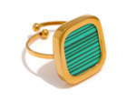 Bague Pierre Turquoise Tendance Femme Ajustable Or