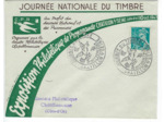 ENVELOPPE TIMBRE 50 CENTIMES JOURNEE NATIONALE DU TIMBRE 1943 CHATILLON/SEINE