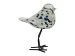 Oiseau décoratif blanc verre 12x7x15cm