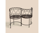 Banc de Jardin Confident en Fer Forgé Marron Vieilli 105x53x85cm
