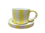 Tasse + soucoupe jaune et blanc