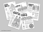 Les lieux emblématiques de la capitale de Touraine - Tours |5 fiches de coloriage – Les trésors à colorier | Papier aquarelle | Formats A4, A5, A6