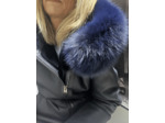 DF2824 Manteau femme capuche cuir mouton marine