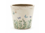 Pot de fleurs beige céramique papillon 12x11cm