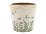 Pot de fleurs beige céramique papillon 12x11cm
