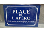 Plaque plate vintage - Place de l'apéro - 20 x 30 cm