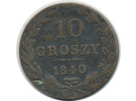 POLOGNE 10 GROSZY NICOLAS 1er 1840 TB+ (W113a)