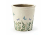 Pot de fleurs beige céramique papillon 15x14cm