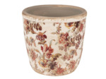 Pot de fleurs céramique beige rose 13x13cm