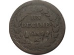 FRANCE 1 DECIME DUPRE AN 5 A (Paris) REFRAPPE DU 2 DECIMES TB (G185)