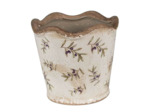 Pot de fleurs céramique beige motif olives 13x12x13cm