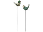 Ensemble 2 tuteurs oiseaux vert d'eau 25x9x110cm