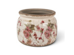 Pot de fleur rose céramique beige 15x20x20cm