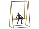 Statuette aluminium homme sur balançoire 26x15x37cm