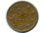 PAYS-BAS 1/2 CENT 1884 WILLIAM III TTB (W109.1)