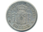 ESPAGNE 50 CENTIMOS 1880 MSM ALFONSO XII TTB (W685)