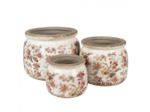 Pot de fleurs céramique motif floral 16x16x13cm