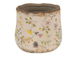 Cache pot fleuri céramique jaune 11x10cm
