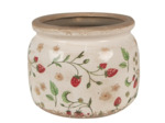Pot de fleurs strawberries beige rouge céramique 20x20x15cm