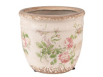 Pot de fleurs rond céramique beige rose 12x11cm