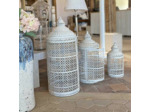 Ensemble 3 lanternes blanches 30x30x71cm