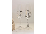 Duo de flutes à champagne en cristal peintes à la main et personnalisables sur le thème des chats, pièces originales et uniques