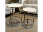 Ensemble de 2 tables basses doré vieilli marbre blanc 46x61cm