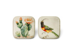 Ensemble 2 plateaux Cactus Toucan fer 16x16x2cm