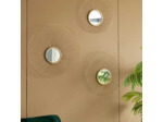Ensemble de 3 Miroirs Muraux Soleil Ondulants en Acier Doré 66x14x65cm