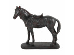 Statuette Sculpture Cheval Noir Patiné en Résine 24x10x23cm