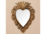 Miroir coeur Ex-voto patine bronze 23x31cm