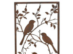 Cadre mural jardin oiseaux fer rouille 48x2x98cm