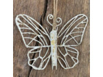 Suspension papillon blanc doré 15x4x13cm