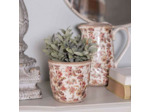 Pot motif floral rose céramique beige 13x14x14cm
