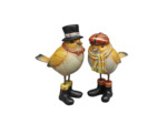 Ensemble 2 oiseaux jaune résine 14x5x9cm