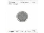 PORTUGAL 10 CENTAVOS 1974 EIXO VERTICAL TTB FRAPPE MEDAILLE