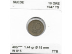 SUEDE 10 ORE 1947 TS TTB
